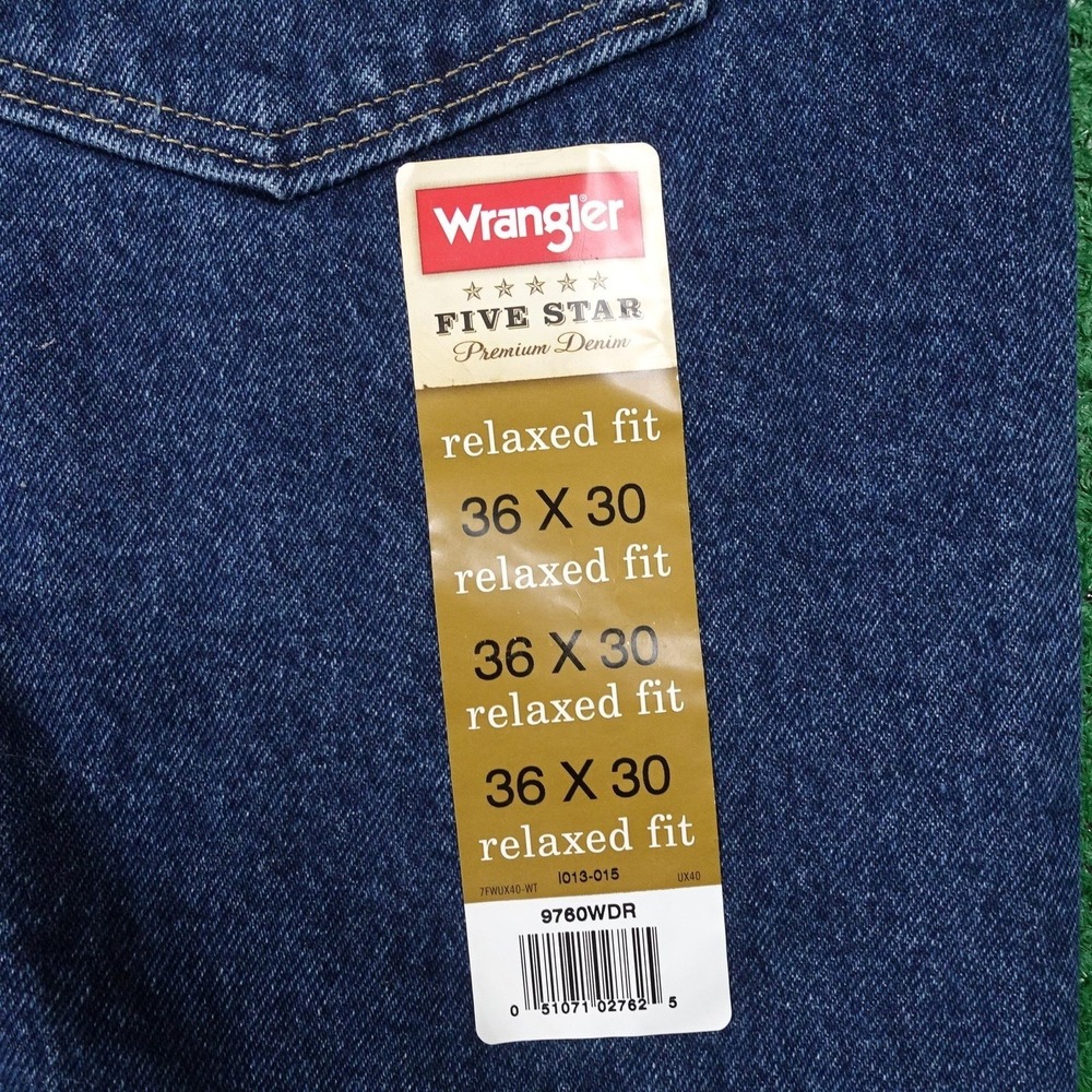 New! Wrangler Jeans Mens 36x30 Blue Relaxed Fit Straight Denim 9760WDR - Picture 6 of 8